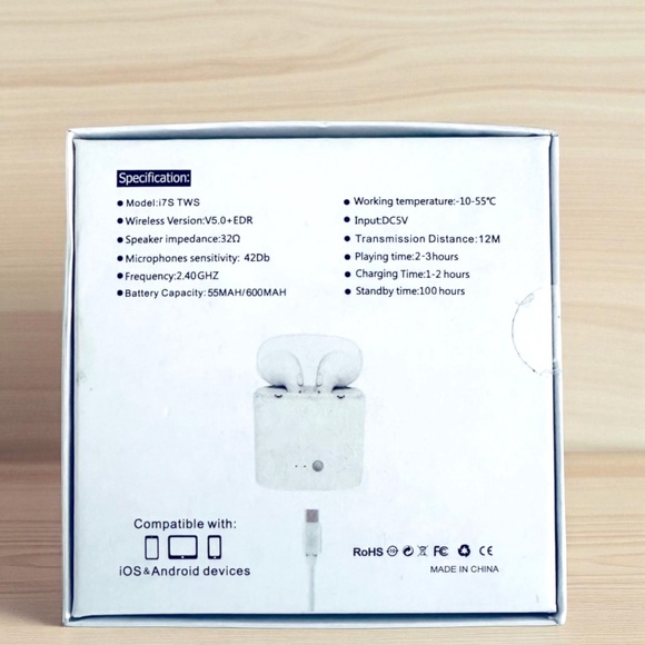 New Wireless Earbuds i7s TWS Headphones Bluetooth White - Picture 2 of 3